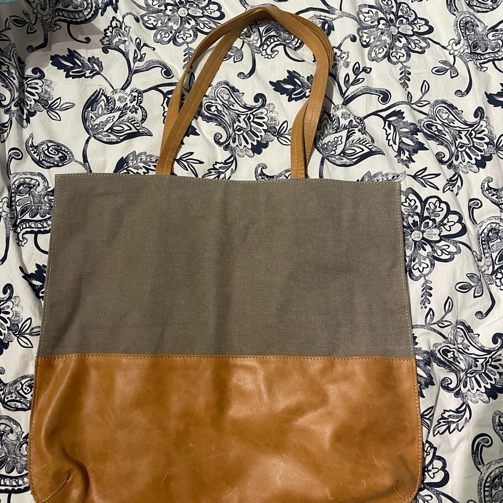 Hearth & Hand Two-Tone Tote Bag - Gray and Tan